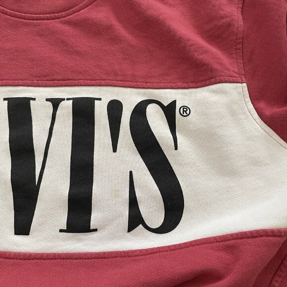 Levis Retro Crew Pullover Men Sz M Faded Red Colorblock Spellout Logo Sweatshirt - Picture 12 of 12